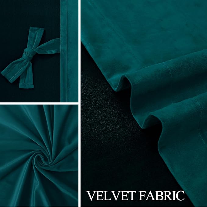 JIUZHEN Velvet Curtains 84 Inch Long–Soft Retro Velvet Blackout Thermal