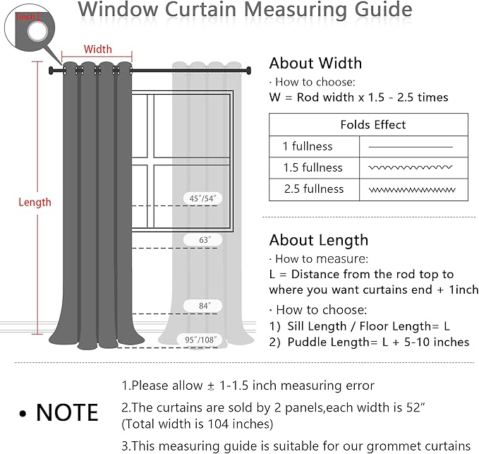 MYSKY HOME 54 inch Floral Curtains, Light Filtering, Thermal Insulated