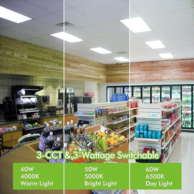hykolity 2x4 FT LED Flat Panel Troffer Light, CCT Selectable 4000K-5000K-6500...