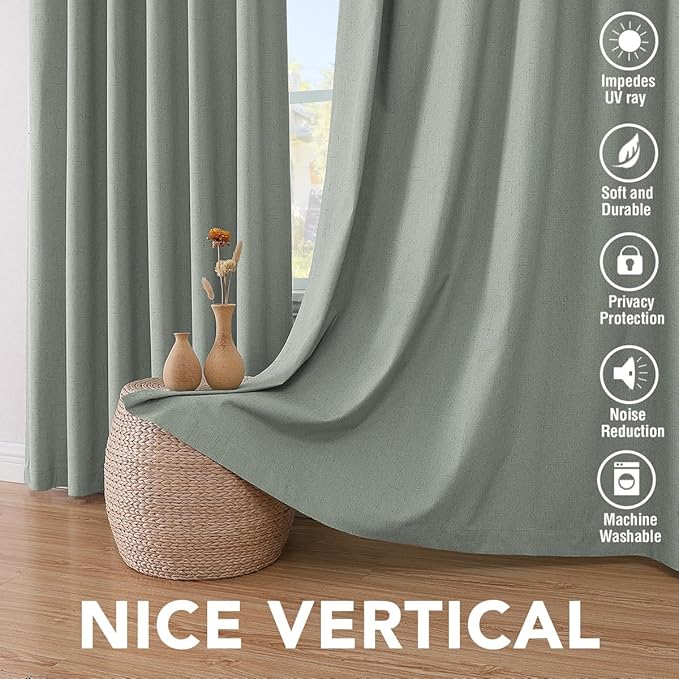 H.VERSAILTEX Bedroom Curtains Blackout Linen Blackout Curtains 84 Inches Long