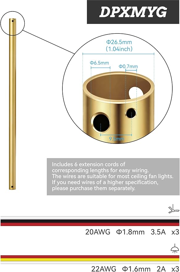 DPXMYG 36 inch Ceiling Fan Downrod