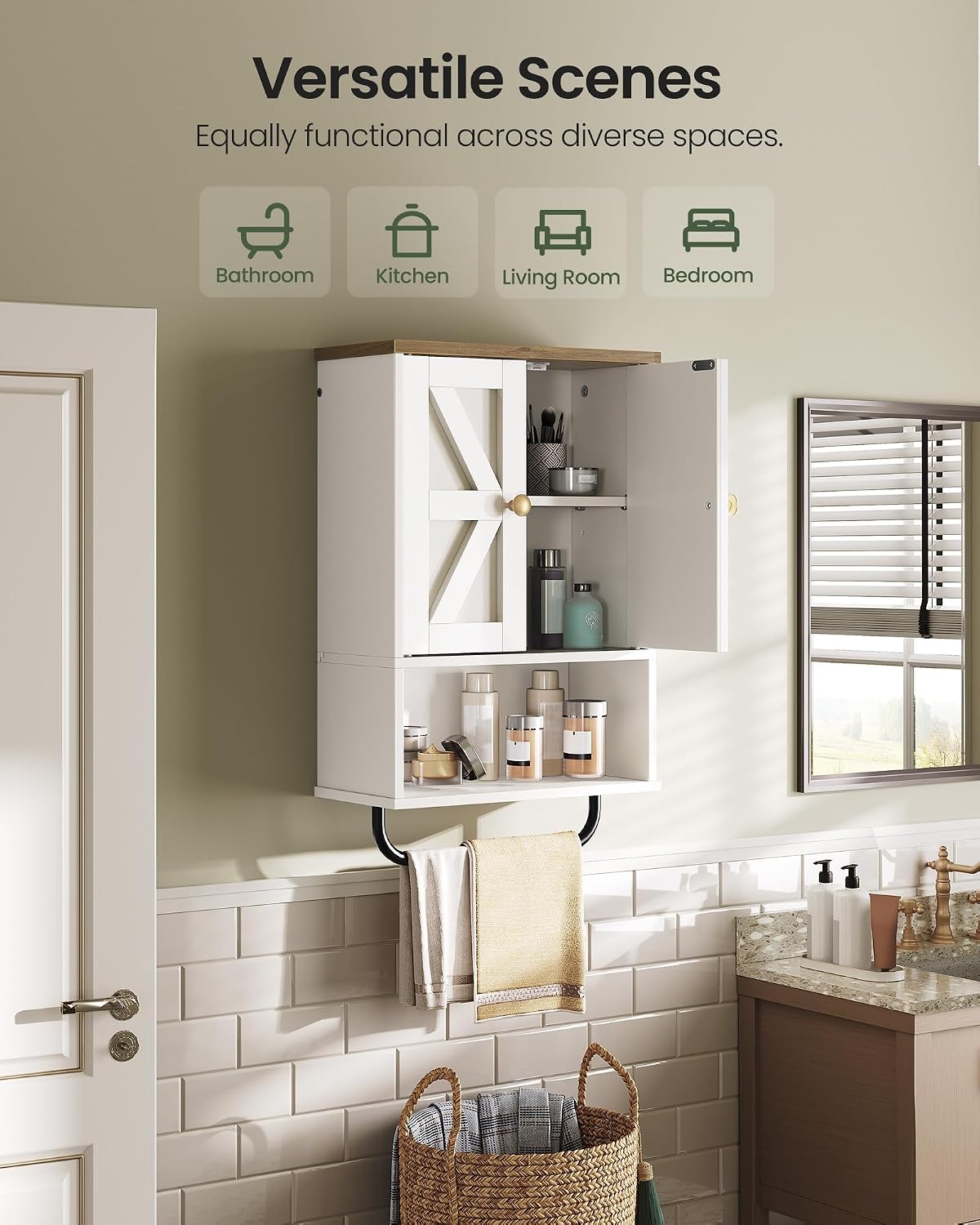 CHOEZON Bathroom Wall Cabinet, Medicine Cabinet with Open Partition and Towel...