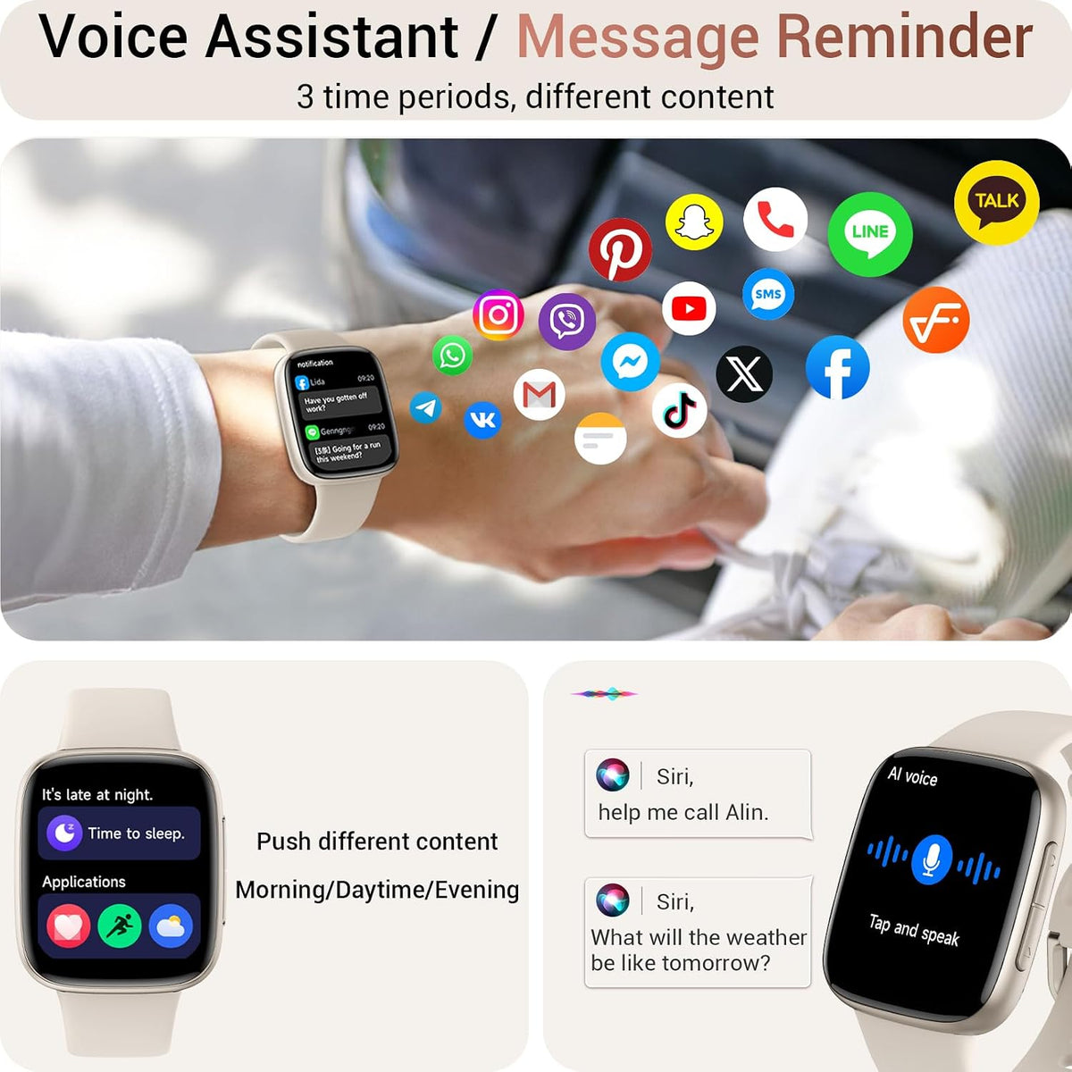 Smart Watch for Women/Men, Answer/Make Call, 1.85" AMOLED Always-On Screen