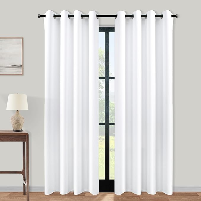 KOUFALL White Curtains 90 Inches Long