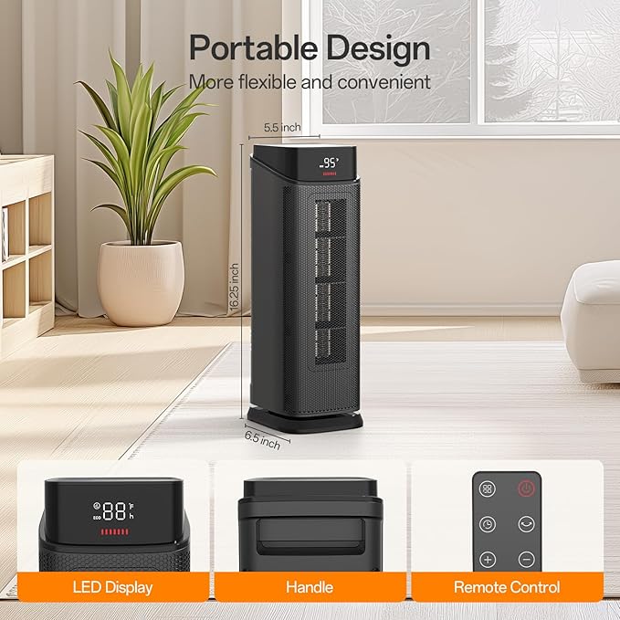 BREEZOME Space Heater Indoor, 1500W PTC Portable Electric Heaters