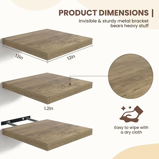 Fun Memories Floating Shelves for Wall (Set of 3)