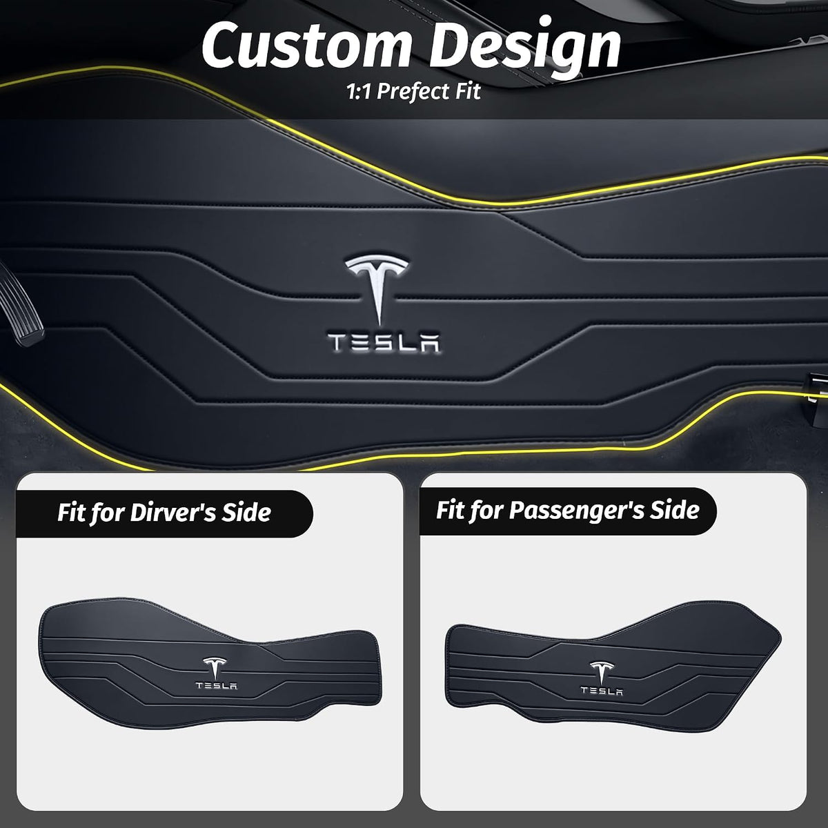 Center Console Leather Side Anti-Kick Mats(2 Pieces) Designed for Tesla Model...