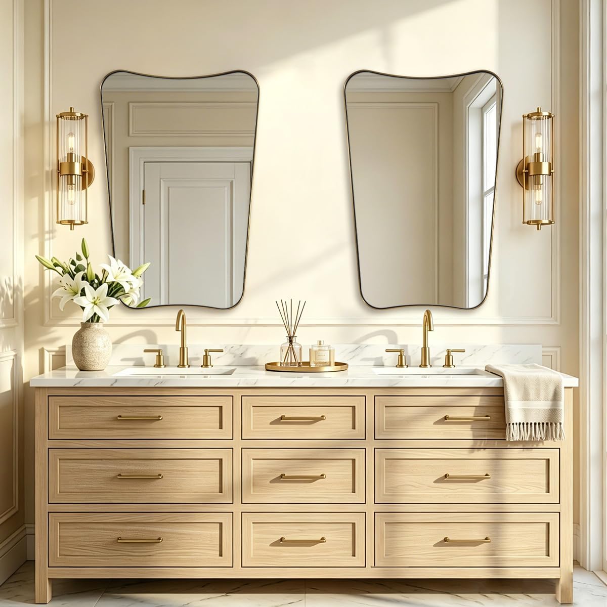 Irregular 20"x30" Brushed Gold Vanity Mirror | Anti-Rust Stainless ...