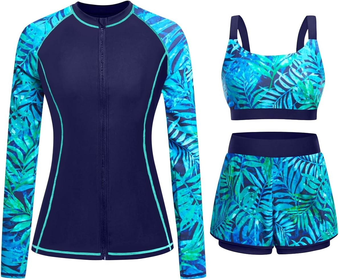 Daci 3 Piece Rash Guard Set with 3'' Shorts