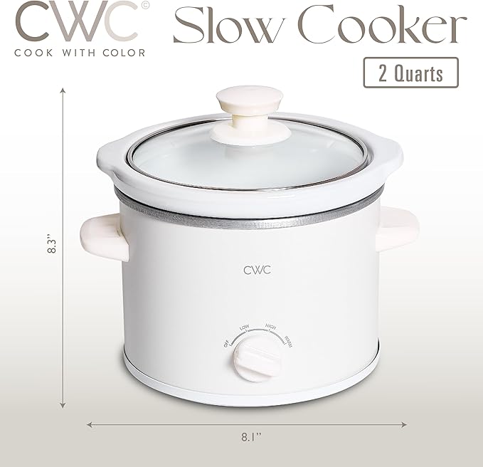 COOK WITH COLOR 2QT Mini Electric Round Slow Cooker