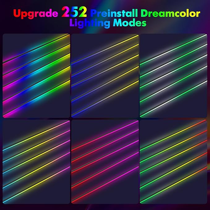 New Version Dreamcolor Acrylic Interior Car Lights 6 in 1 RGB LED Strip Lights