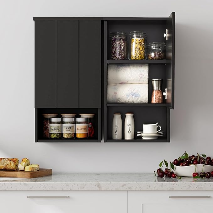 Bathroom Wall Cabinet with Single Door, Soft-Close Hinges, 15x27 inch Wooden