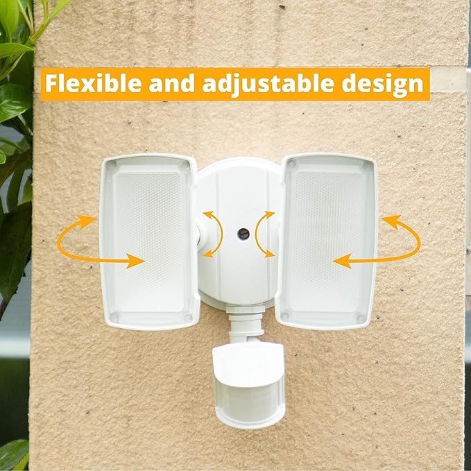 UME 2 Pack 19W LED Flood Light Motion Sensor Outdoor, 2 Adjustable Head