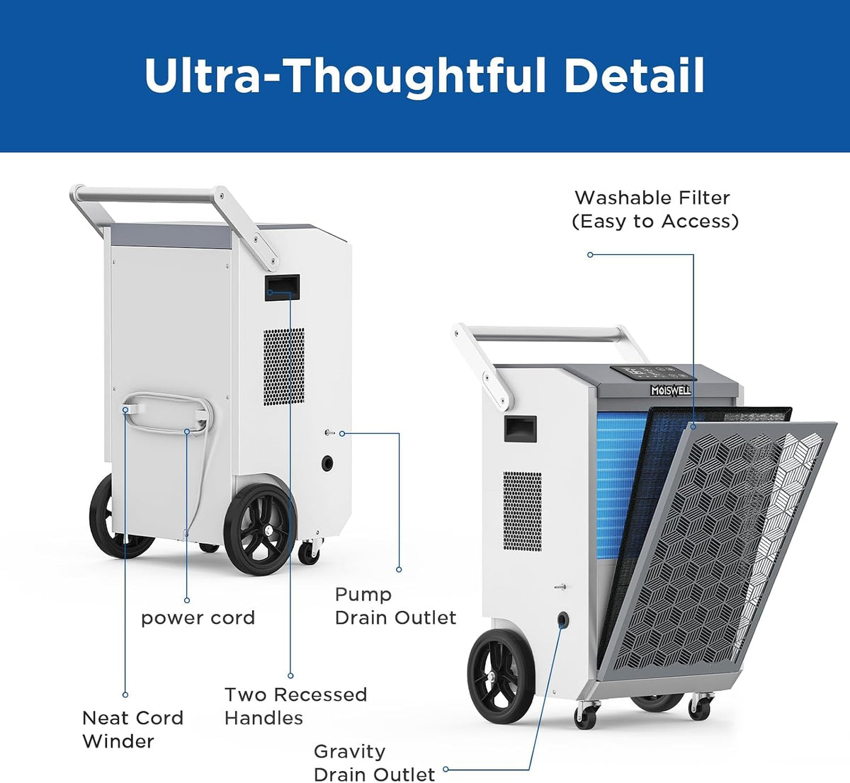 200 Pints Commercial Dehumidifier with Pump for Basements