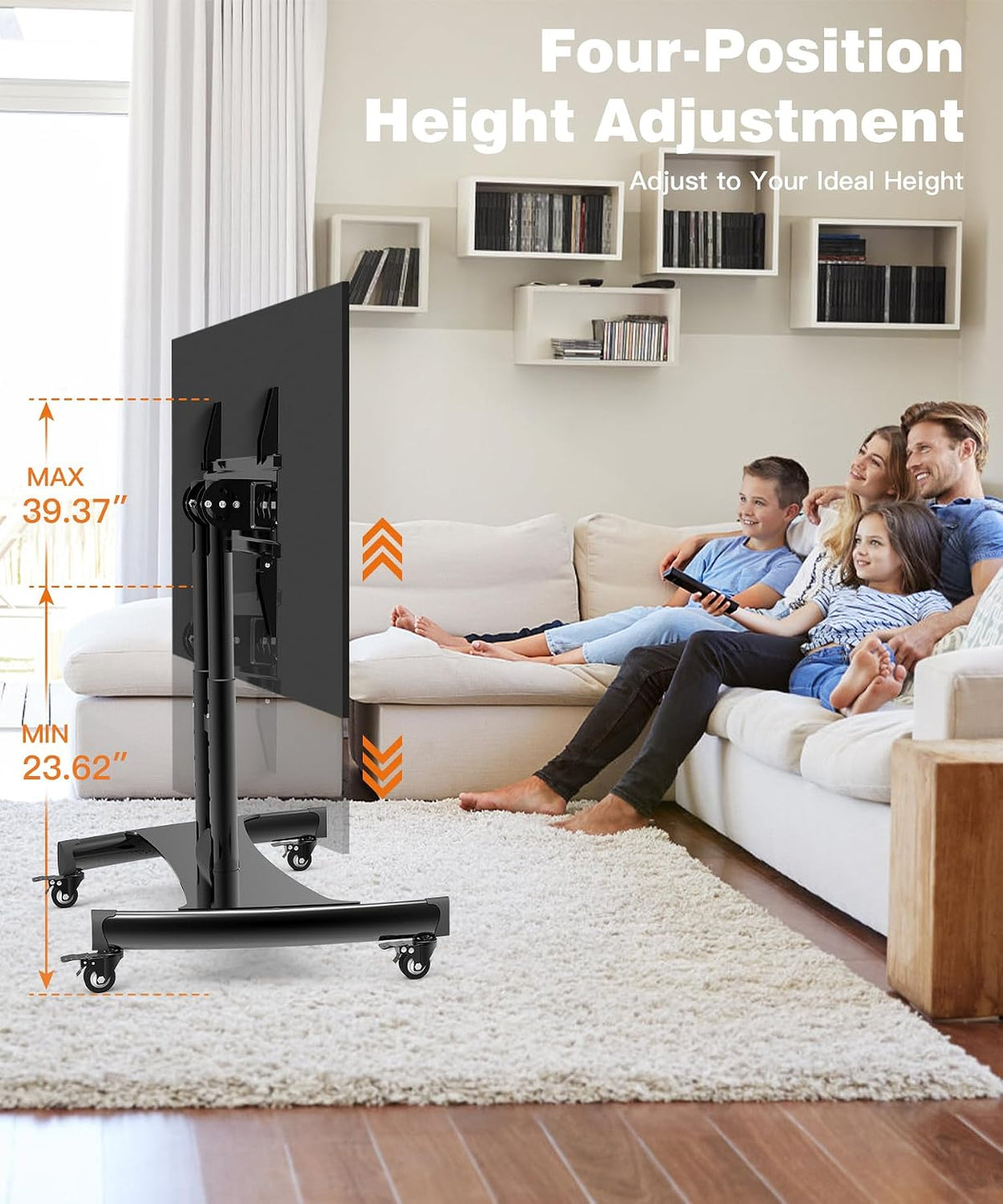 Rolling TV Stand, Portable Mobile Floor Confidence Monitor Stand on Wheels