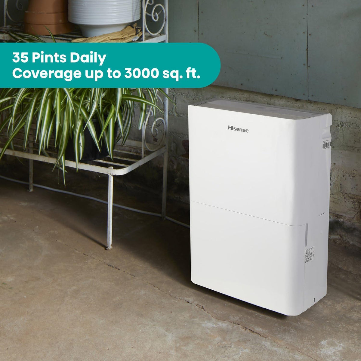 Hisense 35-Pint Compact Dehumidifier, 3500 Sq. Ft.