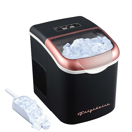 FRIGIDAIRE Retro Compact Ice Maker Machine, Bullet Ice, 26 lb per Day