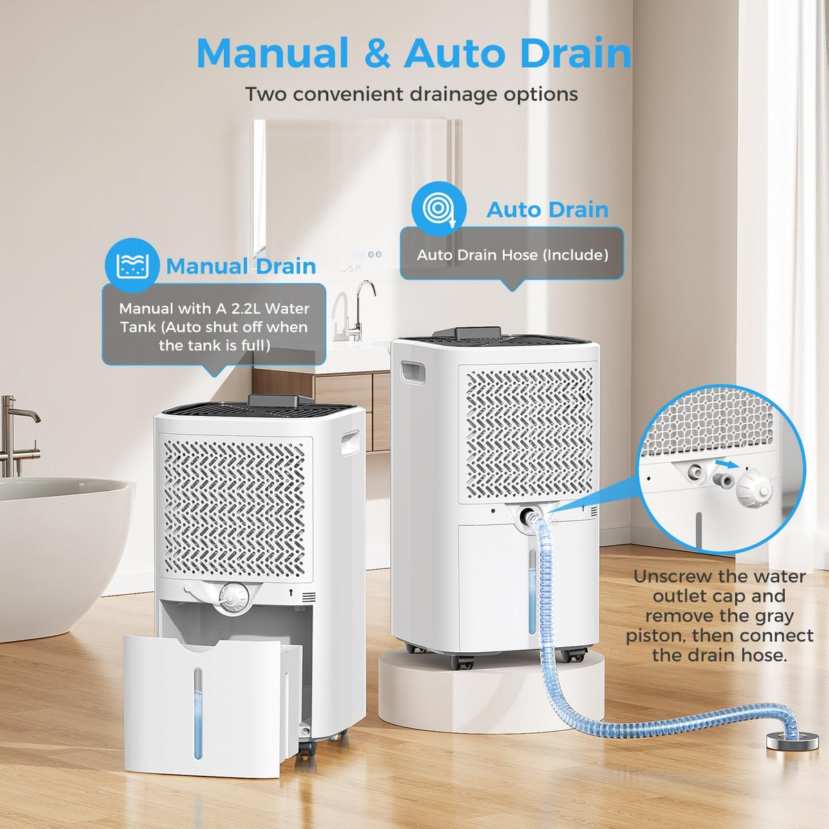 45 Pint Dehumidifier for Basement with Drain Hose Up to 4000 Sq.Ft