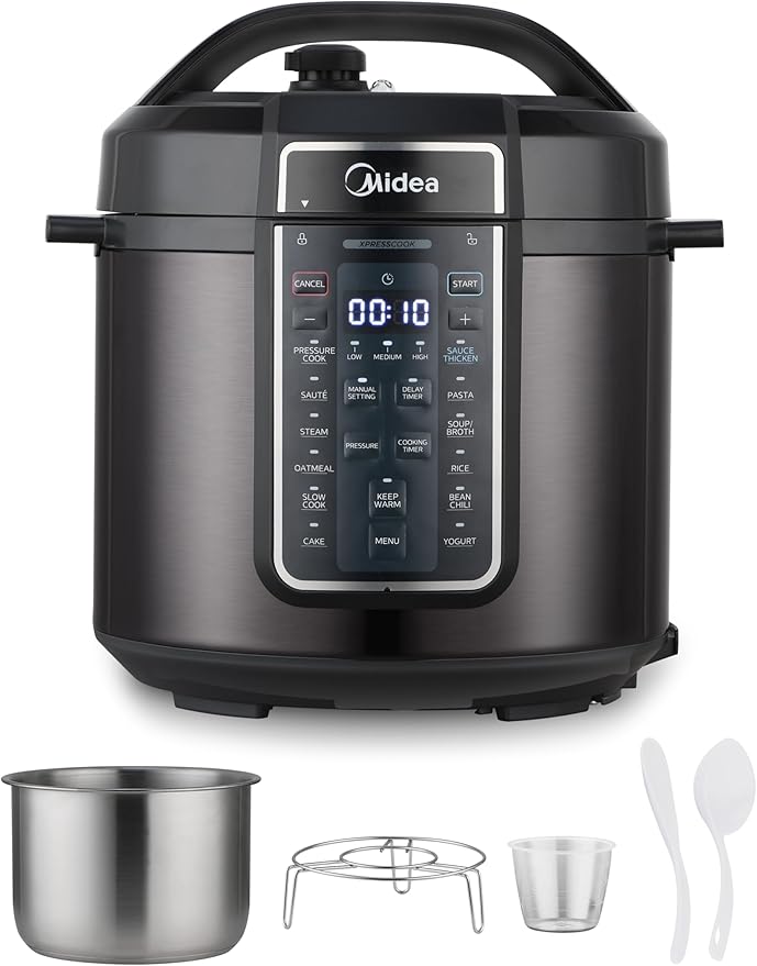 Midea 12-in-1 Electric Pressure Cooker, 6 Quarts, 12 Presets, Rice Cooker