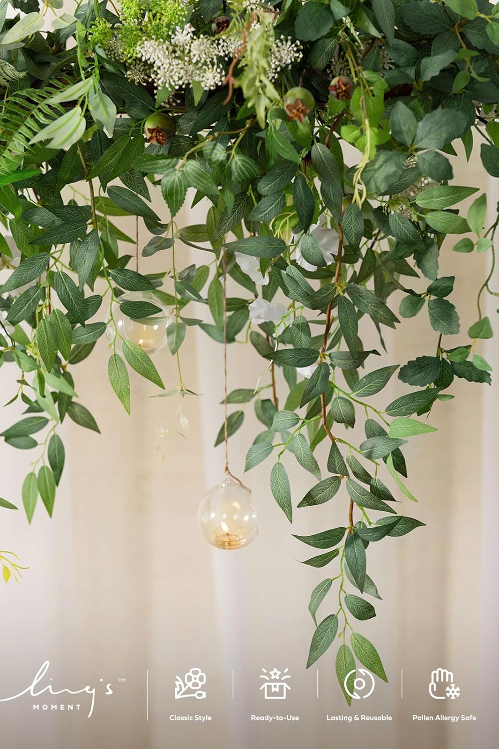 Ling's moment Rosa Banksiae Artificial Vines, Silk Greenery Garlands