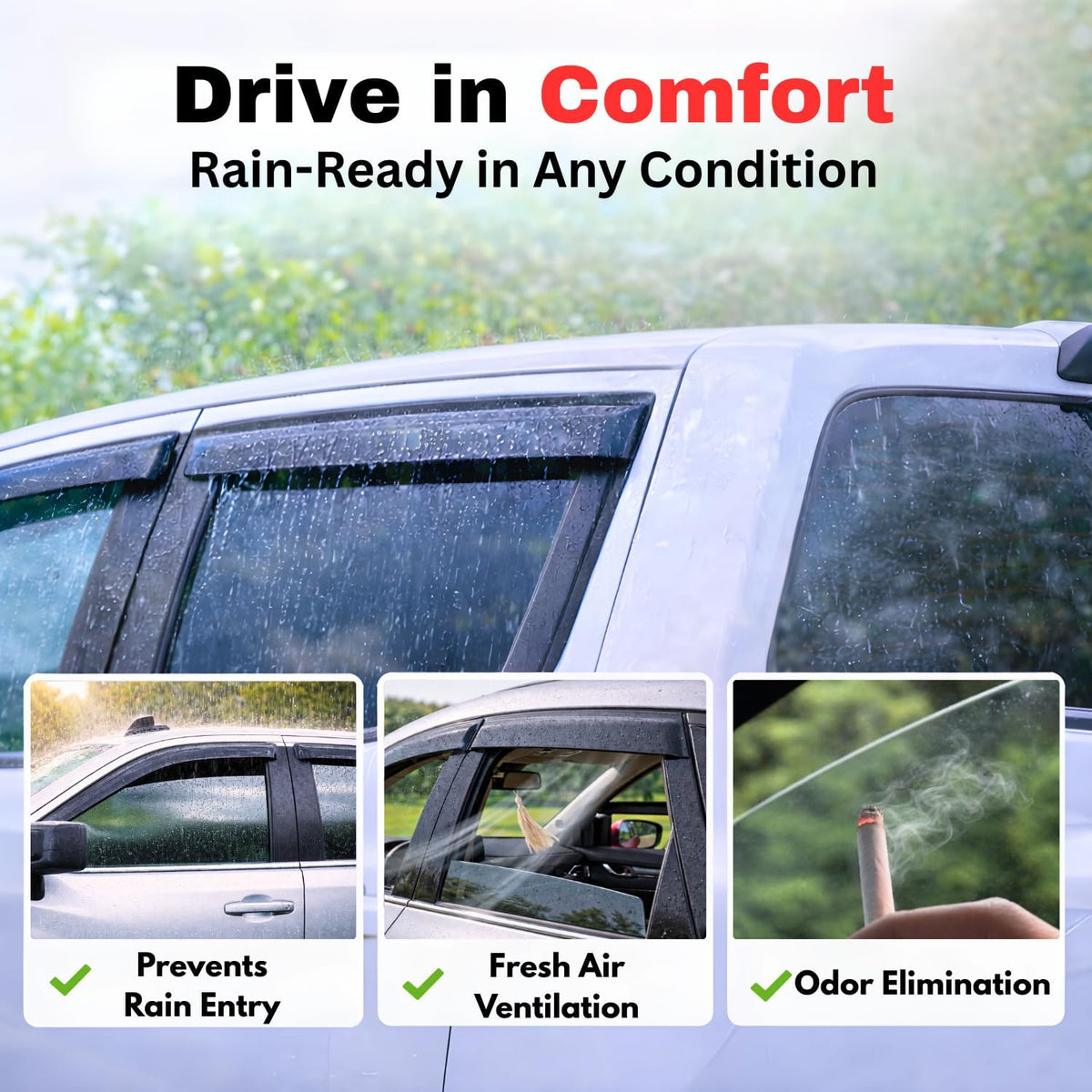 Rain Guards Window Visors for 2016-2021 Honda Civic Sedan