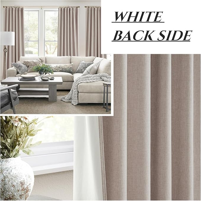 Small Blackout Kitchen Curtains 45 Inch Length, Rustic Farmhouse Pleat Burlap
