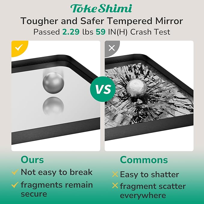 TokeShimi 30 x 30 Black Bathroom Mirror, Rectangle Bathroom Wall Mirror