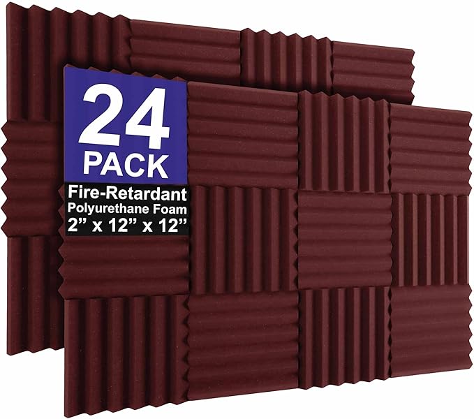Foam Factory Inc 24 Pack Color Acoustic Foam Panel Studio Soundproofing Wedge