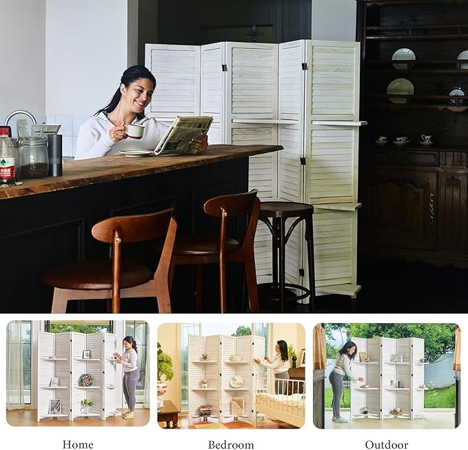 Partition Room Dividers, Folding Wood Privacy Screen