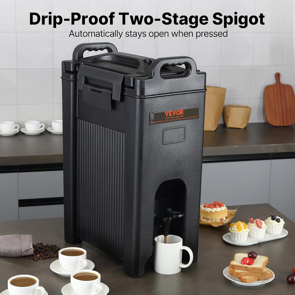 VEVOR Insulated Beverage Dispenser, 5 Gallon, Hot and Cold Beverage Server