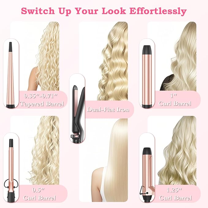 Ufree 5 in 1 Curling Iron with Interchangeable Ceramic Barrels, Curling Wand