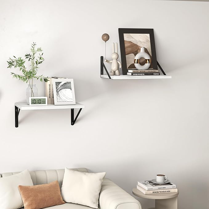 Heimlove White Deep Floating Shelves (Set of 2)