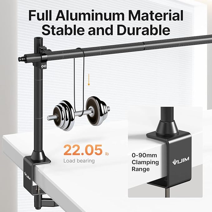 JUSMO LS15 Pro Camera Desk Mount, Aluminum Overhead Camera Mount Rig, Table