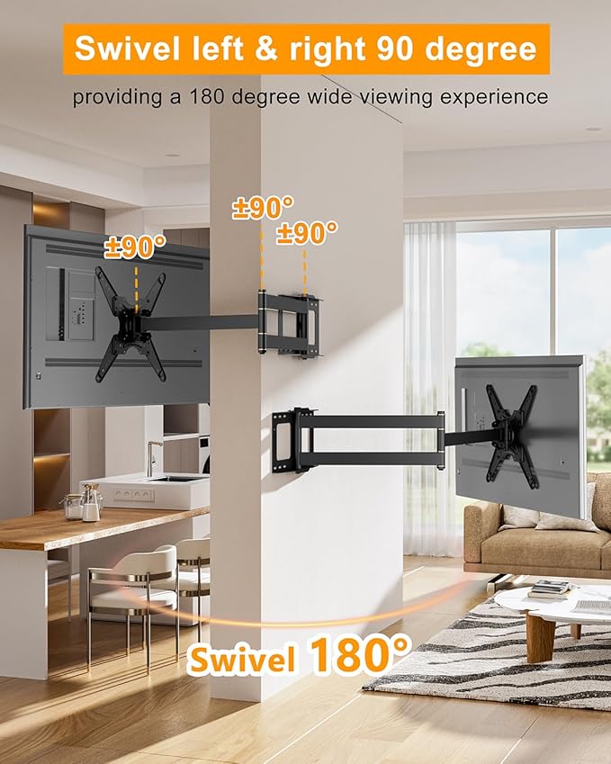 Extra Long Arm TV Wall Mount 48'' Extension, Rotating TV Wall Mount 1...