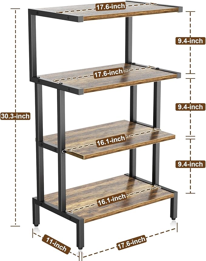 Aquzee Game Console Stands, 4-Tier AV Media Shelf, Stereo Stand, Wood Gaming