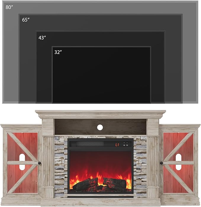 QUW Electric Fireplace TV Stand, Modern TV Console Table