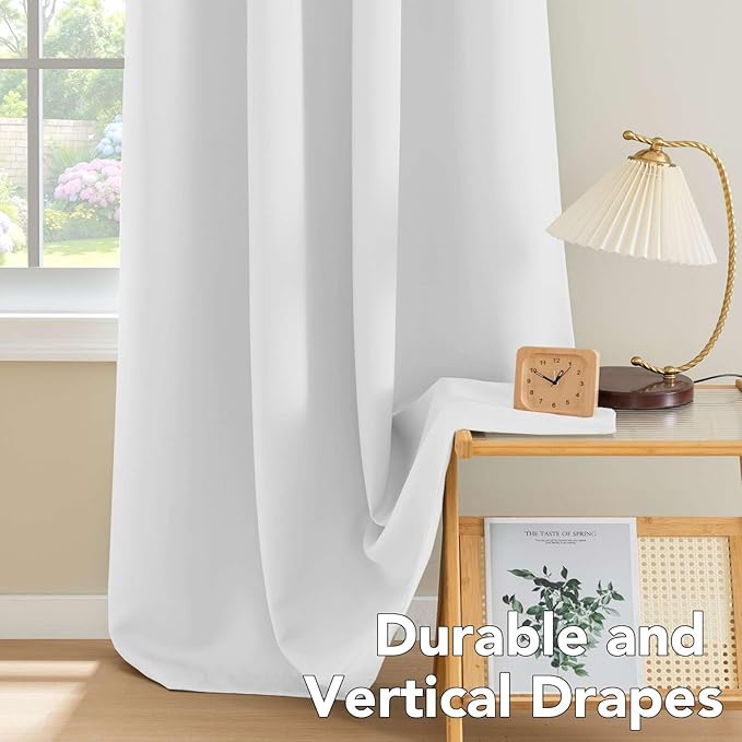 H.VERSAILTEX White Curtains 96 inches Long Window Treatment Panels/Drapes (Se...