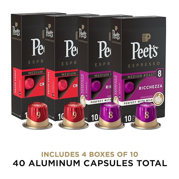 Peet's Coffee, Medium Roast Espresso Capsules Variety Pack, Compatible (4...