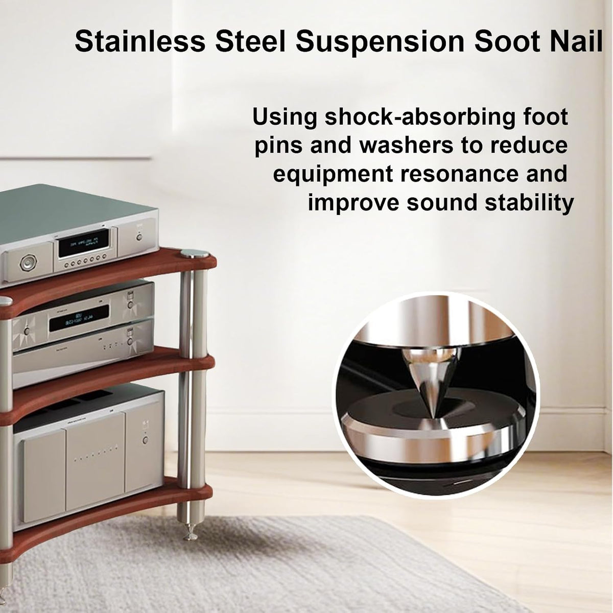 3 Tier Audio Rack with Speaker Spikes, Stereo Racks and Stand