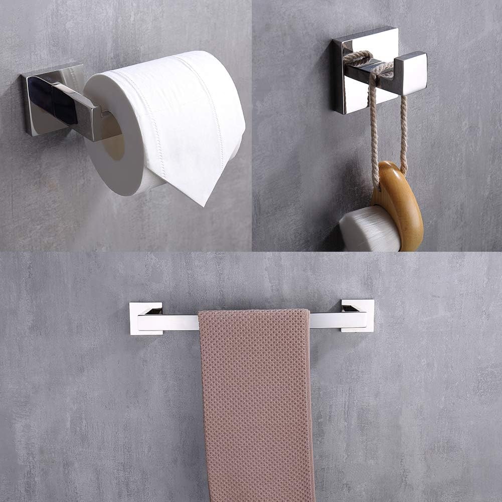 TASTOS 3-Piece Chrome Bathroom Hardware Accessory Set, Premium Stainless Stee...