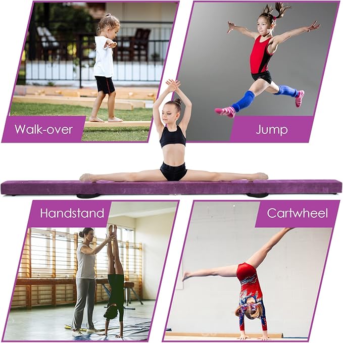 Giantex 7FT/8FT/9FT Balance Beam, Folding Gymnastics Beam w/Carry Handles