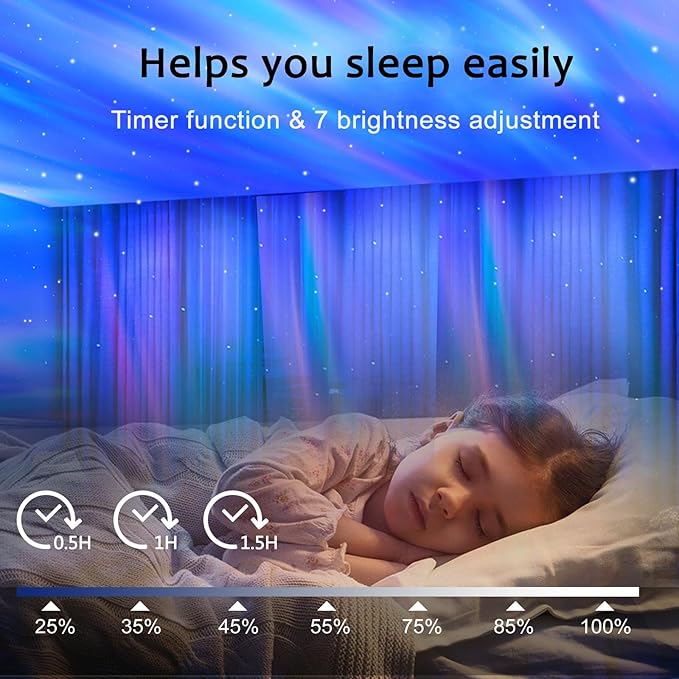 ELITUN Star and Aurora Night Light, Dual Effect Moon Galaxy Projector