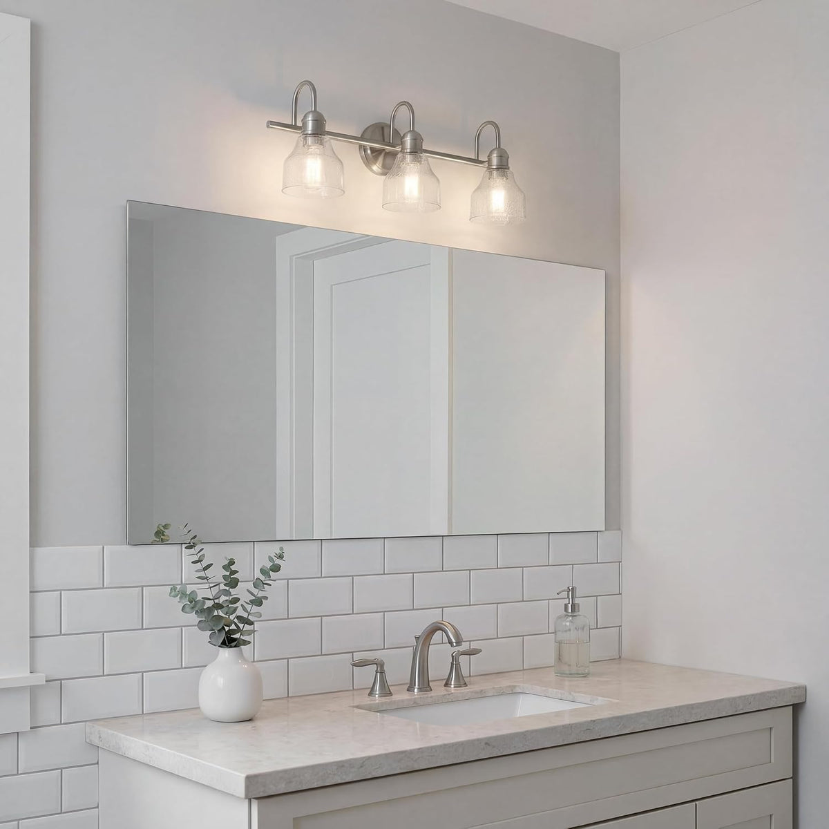 Kichler Avery 3-Light Farmhouse Vanity Light, Brushed Nickel