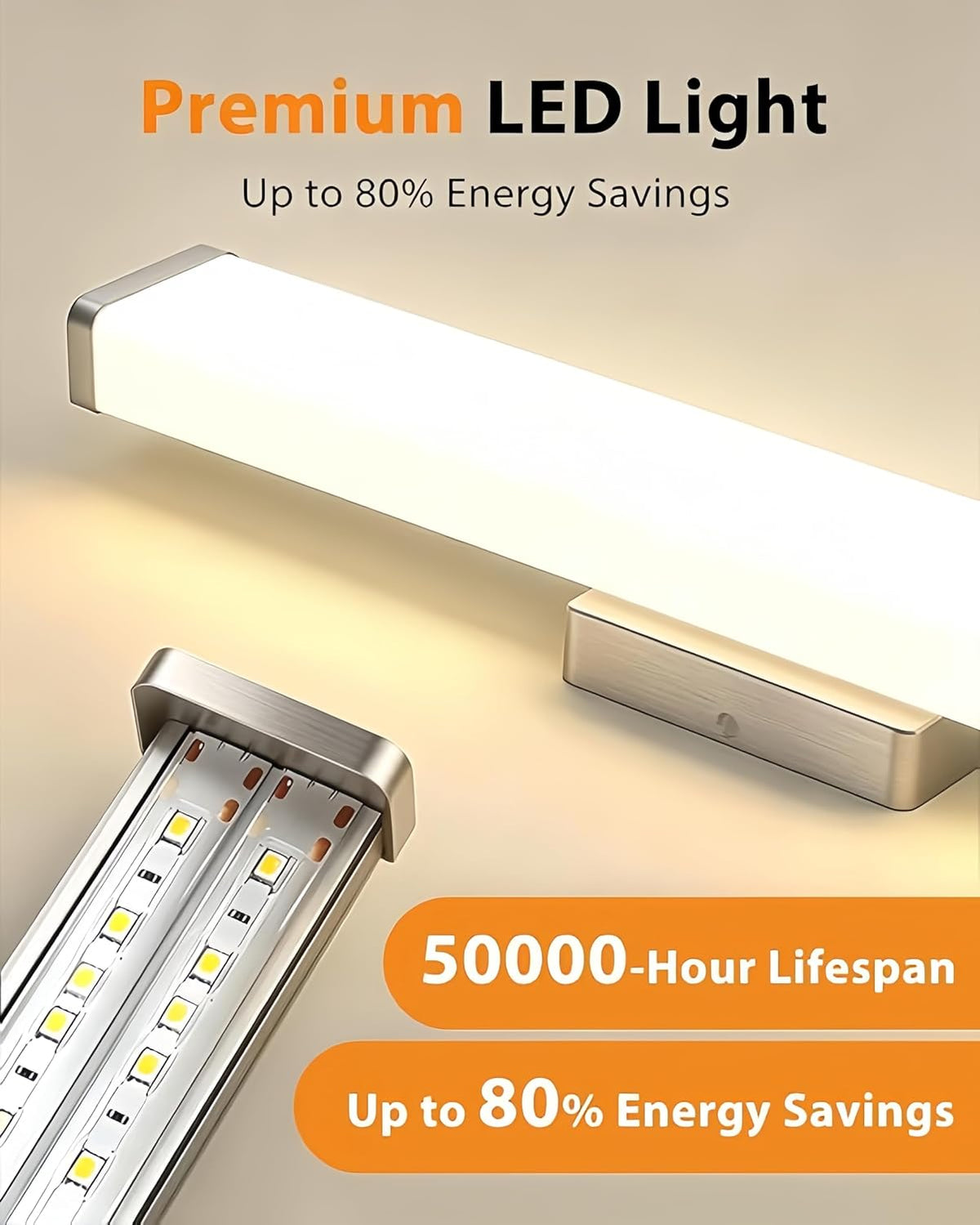 24" LED Bathroom Vanity Light14W Brushed Nickel 4000K Square