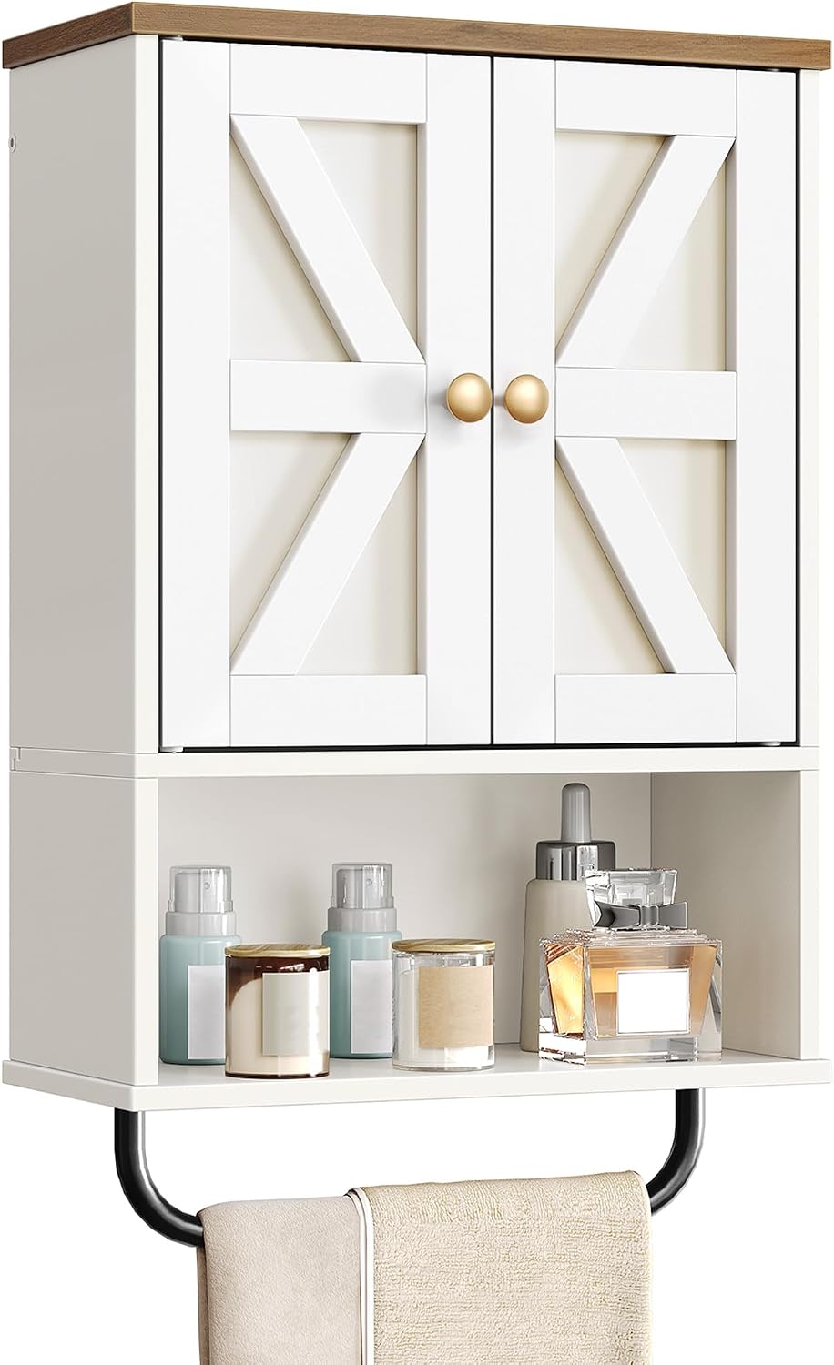 CHOEZON Bathroom Wall Cabinet, Medicine Cabinet with Open Partition and Towel...