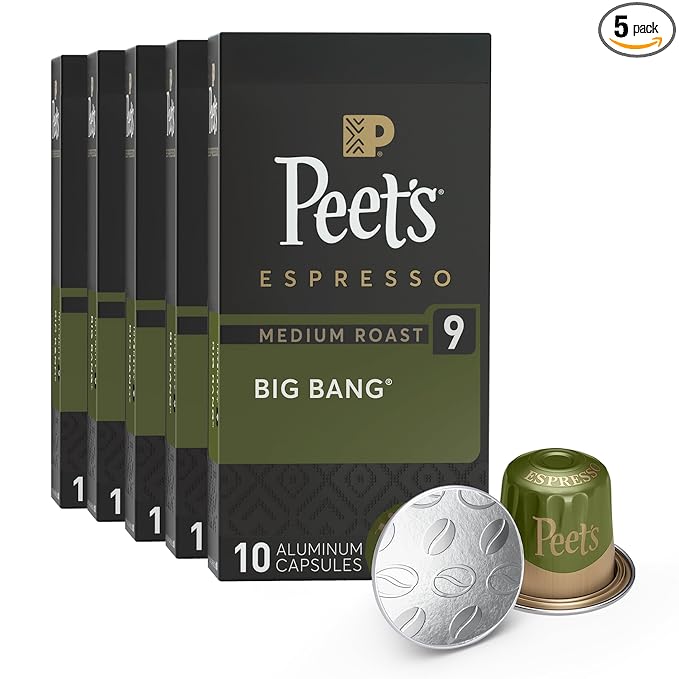 Peet's Coffee, Medium Roast Espresso Capsules, Compatible (50 Count)
