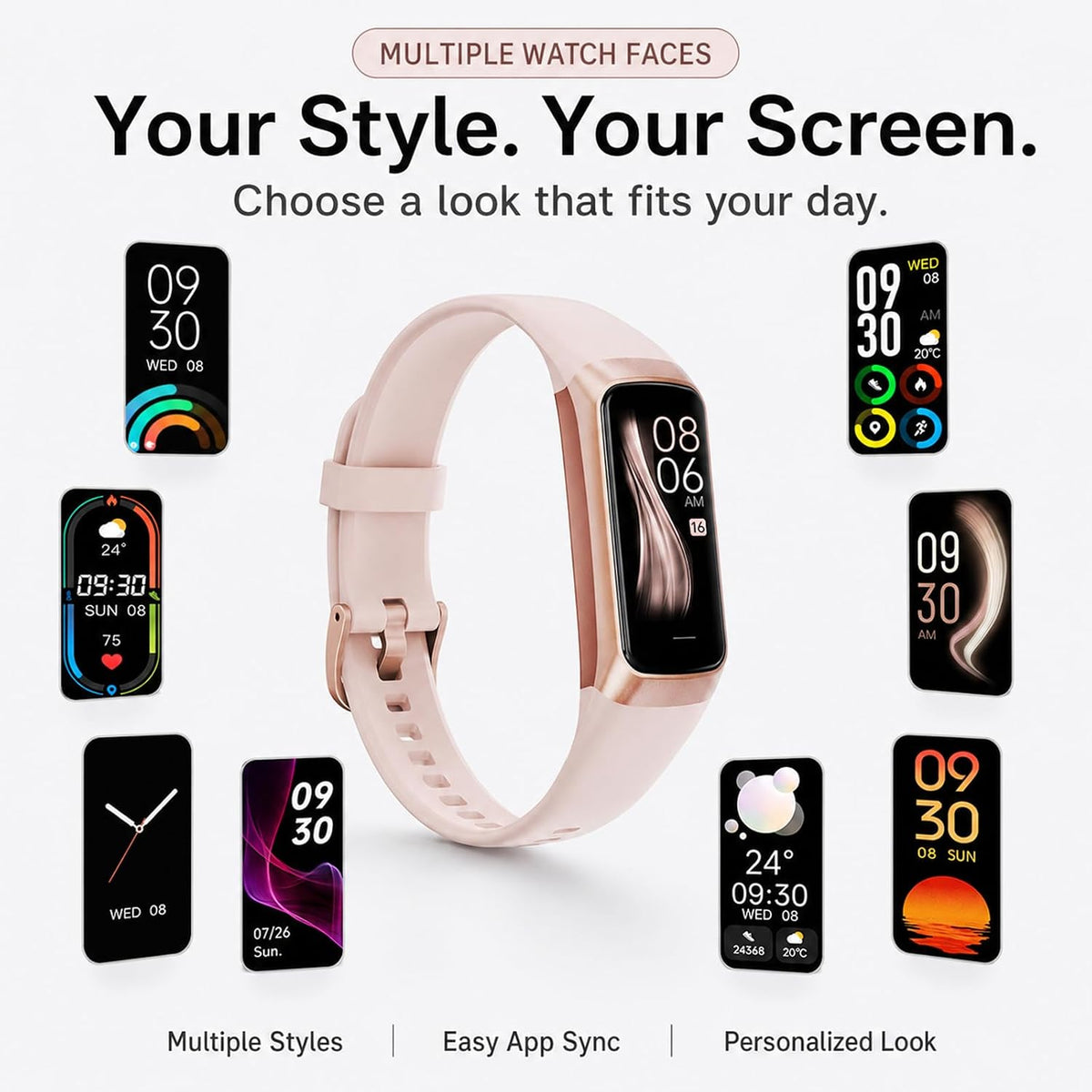 Fitness Tracker with Step Counter/Calories/Stopwatch 1.10" AMOLED Display