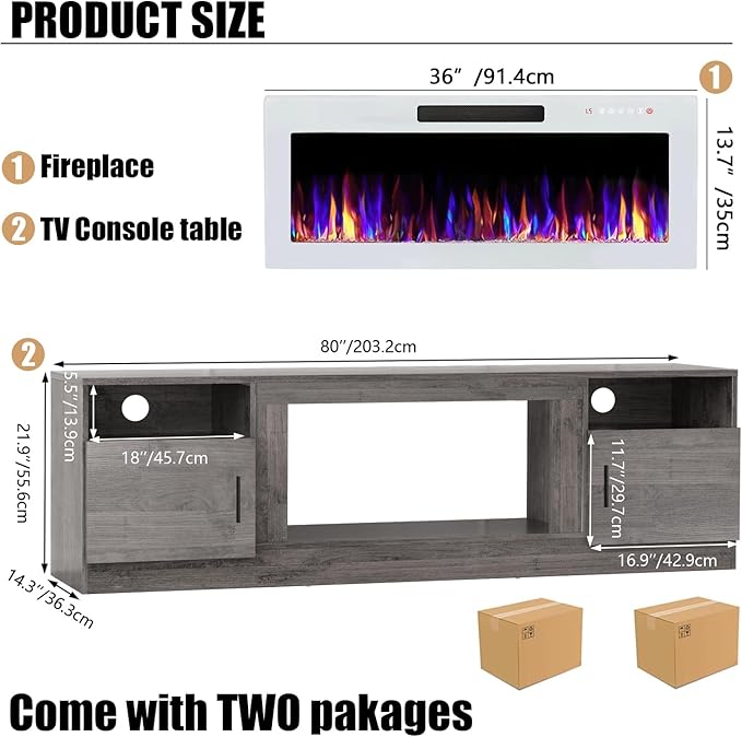 VITESSE TV Stand Fireplace