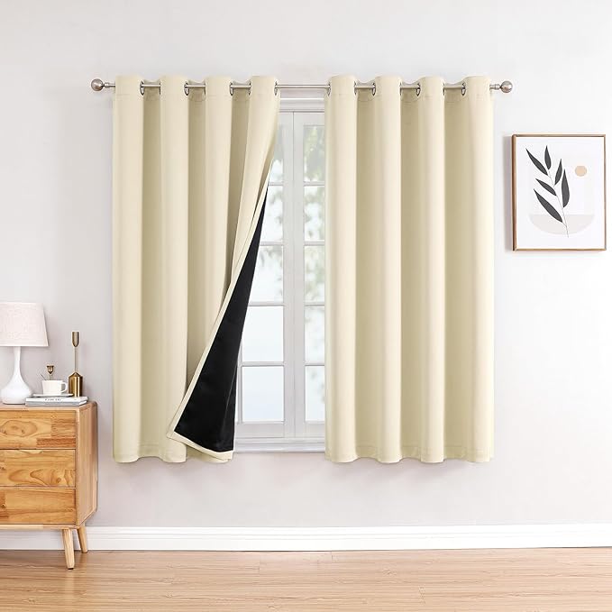 ChrisDowa 100% Blackout Curtains 63 inch Long
