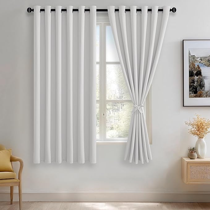 JIUZHEN Greyish White Blackout Curtains
